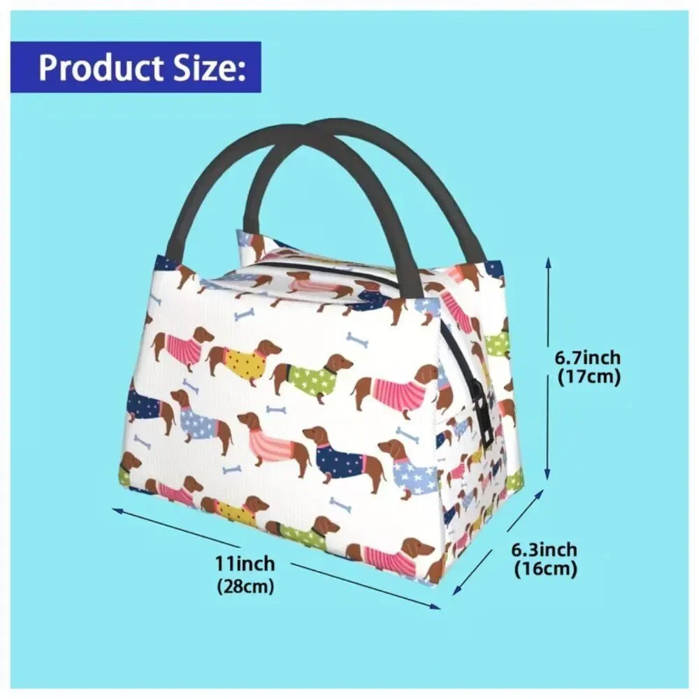 Dachshund Pattern Insulated Lunch Bag – Reusable Cooler Tote